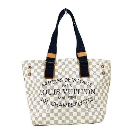 LOUIS VUITTON N41179 Damier Azur Plan Soleil Cabas PM Bag Shoulder Tote Canv...